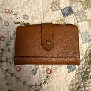 Fossil Brown Leather Zip Wallet